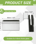Two Pack Glass Finger Edge Pull Handles 1.57 Inch Length For Glass Thickness 0.16 To 0.24 Inch Concealed Cabinet Door Pulls Product Size