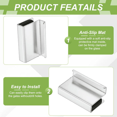 Two Pack Glass Finger Edge Pull Handles 1.57 Inch Length for Glass Thickness 0.16 to 0.24 Inch with Anti-Slip Mat Detail