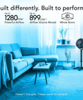 Living room with All Day Chill Pedestal Fan With Three Speed Control And Height Adjustable From 32 To 38 Inches Delivers Whole Room Air Circulation And Quiet Operation For Bedroom And Home By Vornado.