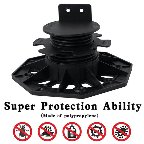 24 Pack Adjustable Plastic Pedestal Paver Supports For Decking And Floor Elevation With Unilateral Keel Slot Easy Screw Fix