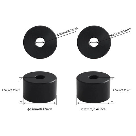 Upgrade your Voron 2.4 R2 with a PEEK bed leveling column and solid hotbed mount, featuring black cylindrical PEEK components, shown with dimensions.