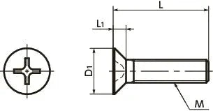Technical diagram of SPE-M2.6-4-F-NBK Plastic Screw, cross recessed flat head, PEEK material, dimensions labeled