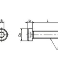 SPE-M5-20-LC NBK Plastic screw - Hex Socket Low Head Bolt - PEEK Japan Made technical drawing side view and dimensions.