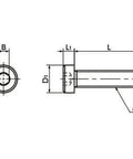 Technical drawing of ✝️ 100-Pack PEEK Low Head Hex Socket Screws - M4 x 8mm - Made in Japan showing dimensions and design.