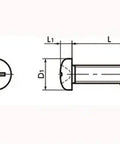 Detailed diagram of SPE-M2-12-P NBK Plastic Screws - Cross Recessed Pan Head Machine Screws - PEEK 20-Pack Screws - Japan Made.