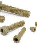 SPE-M6-10-C NBK Plastic Screw - Socket Head Cap Screws - PEEK 10-Pack Screws - Made in Japan shown in various sizes on white background