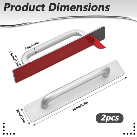 Adhesive Cabinet Handles Peel And Stick No Drill Silver Five Point Five Inch Drawer Pulls Two Pack Dimensions View