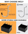 Comparison of INCLY double peg hook with others highlighting stability and durability features