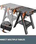 Pegasus 2 In 1 Folding Work Table And Sawhorse Portable Workbench With Clamps WX051, connecting feature detail.