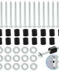 All-In-One Pegboard Mounting Kit With 72 Piece Set Including 24 Screws 24 Washers And 24 Spacers for wall mounts, shown from top view.