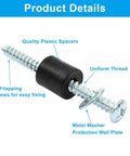 Close-up of a screw, washer, spacer from All-In-One Pegboard Mounting Kit With 72 Piece Set Including 24 Screws 24 Washers And 24 Spacers