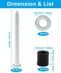 Dimensions of screw, washer, and spacer from All-In-One Pegboard Mounting Kit With 72 Piece Set Including 24 Screws 24 Washers And 24 Spacers.