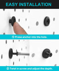 Image showing installation of Versatile Pegboard Hook Set For 1/4 Inch Pegboards, 40 Piece Kit with inserts and screws.