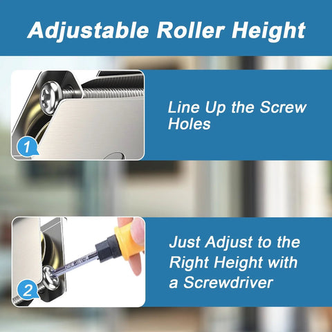 Instructions for adjusting Pella Sliding Patio Door Rollers Set 2 Pack With Adjustable Height Stainless Steel Ball Bearings Rust Resistant Wheels For Quiet Smooth Glide Compatible With One And A Half Inch Tracks Replace 0C5Y00P0 height using a screwdriver