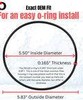 Replacement 151122 O Rings For Pentair Pentek Big Blue Water Filter Housings Buna N Seals shown with dimensions