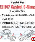 Replacement O Ring 521147 Gasket Pack For Pentair IntelliChlor IC15 IC20 IC40 IC60 And iChlor Salt Chlorine Generators Seals