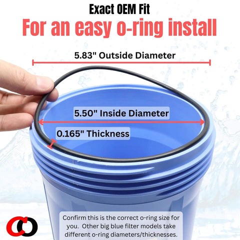 Replacement 151122 O Rings For Pentair Pentek Big Blue Water Filter Housings Buna N Seals 3 Pack OEM Size O Ring Gasket Set To Repair Leaks And Keep Your Filtration System Running Smoothly With Easy Install shown with size measurements