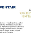 Pentair Shurflo logo and text "Your Industrial Pump Partner" with company description about filtration and fluid motion solutions.