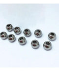 5PCS Solid Stainless Steel Ball with Hole OD 12mm Perforated Steel Ball shown in polished 304 stainless steel, pack of 5.