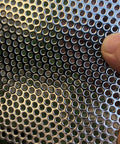 Close-up of Pro Grade Heavy Duty 19 Gauge Stainless Steel Perforated Metal Sheet 304, 15.7 In x 7.8 In, 3 Mm Holes
