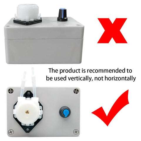 12V Adjustable Peristaltic Dosing Pump Liquid Metering Pump with Adapter for Aquarium Lab Analytical EK1960, vertical installation guide.