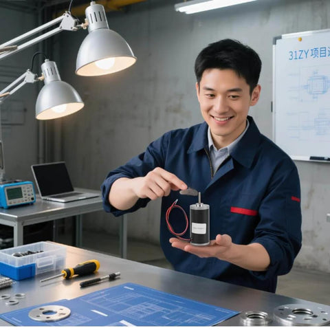 Person holding a DC Motor, 6V/12V/24V 3500-8000RPM High Speed CWCCW Permanent Magnet DC Motor 31ZY High Power DC Carbon Motor for DIY