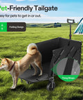 Collapsible Wagon With Tailgate For Camping And Outdoors, 320 Lb Load Capacity, All Terrain Wheels, Adjustable Handle