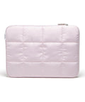 Petal pink Nylon Puffy Zipper Laptop Sleeve for 14-inch laptops, plush interior, ultra protection, travel-friendly.