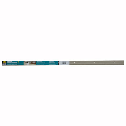 1-3/8 in. X 36 in. Pewter Aluminum Carpet Trim w/Screw Nails, showing pewter finish with pre-drilled holes, front view