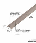Diagram of 1-3/8 in. X 36 in. Pewter Aluminum Carpet Trim w/Screw Nails showing dimensions and features for flooring transition.