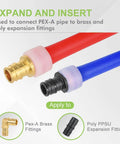 100 Pack One Half Inch PEX A Expansion Rings Reinforcing Sleeves With Stop Rings For Pipe Tubing System on red and blue tubing