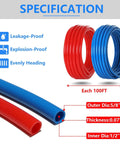 Pex B Pipe One Half Inch 200 Ft Two Rolls Blue And Red Color Coded Tubing With Pipe Cutter For Potable Hot And Cold Water Plumbing