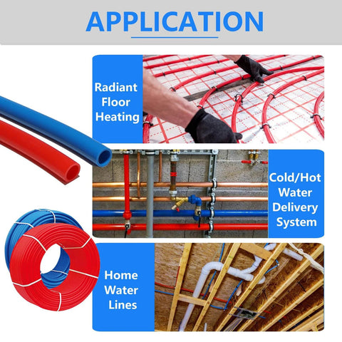 Pex B Pipe One Half Inch 200 Ft Two Rolls Blue And Red Color Coded Tubing For Potable Hot And Cold Water Plumbing Application