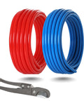 Pex B Pipe One Half Inch 200 Ft Two Rolls Blue And Red Color Coded Tubing With Pipe Cutter For Potable Hot And Cold Water Plumbing