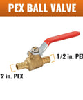 Ten Pack PEX Ball Valve One Half Inch Full Port Quarter Turn Crimp Shut Off Valve For Hot And Cold Water Red And Blue Pack