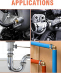 Applications of 120 Pcs Half Inch PEX Cinch Clamps Rings 304 Stainless Steel Single Ear Hose Clamps in plumbing and piping connections.