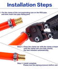 Installation steps using Three Quarters Inch PEX Cinch Clamp Rings in Premium 304 Stainless Steel Thickened Design for 360 Degree Watertight Seals No Bulge Inner Ring Single Ear Hose Clamps for PEX Tubing and Pipe Fittings Pack of 50
