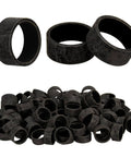 100 Pack One Half Inch PEX Copper Crimp Rings For PEX Pipe Connection And Fittings Durable Copper Material Provides Strong Corrosion Resistant Joints For Residential And Commercial Plumbing Use Compatible With Copper Crimp Fittings And PEX Pipe, shown in black color