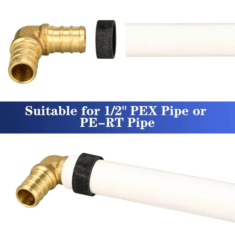 100 Pack One Half Inch PEX Copper Crimp Rings For PEX Pipe Connection with brass fitting and PEX pipe example