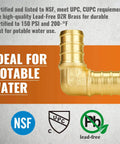 One Half Inch Pex Fittings 25 Pack 90 Degree Elbows Lead Free Brass Plumbing Fittings NSF ANSI 61 Certified UPC Listed