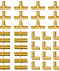Sungator Pex Fittings 1/2 Inch 36 Piece Set Elbows Tees Couplings For Pex Pipe Lead Free Brass ASTM F1807 NSF ANSI 61 Drinking Water Certified Ideal For Residential And Light Commercial Pex Projects.