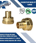 Three Quarter Inch PEX To Three Quarter Inch Female NPT Adapter Twin Pack Two Pieces Full Port Crimp Version Brass Connectors