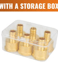 Six Pack Half Inch Pex To Half Inch Female NPT Brass Fittings Lead Free PEX B Adapters Drinking Water Safe NSF ANSI 61 Certified ASTM F1807 Compliant High Quality Brass Plumbing Connectors in storage box