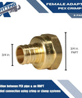 Three Quarter Inch PEX To Three Quarter Inch Female NPT Adapter Twin Pack Two Pieces Compatible With All PEX Tubing Brands