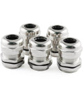 PG11 Metal Cable Gland Waterproof IP68 Five Pack 5 To 10mm Wire Range 18.6mm Thread Outside Diameter 8mm Thread Length Durable Metal
