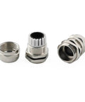 PG11 Metal Cable Gland Waterproof IP68 Five Pack 5 To 10mm Wire Range 18.6mm Thread Outside Diameter 8mm Thread Length Durable Metal Cable Gland With Rubber Seal And Locknut For Rugged Electrical Enclosures shown in close-up view