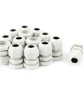 PG11 Strain Relief Cord Grip Cable Glands For 5 to 10mm Dia Cable 20 Pack IP67 Waterproof White Plastic Rugged Pro Grade Gland Sealing