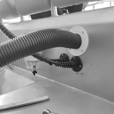 2 Pack PG16 Cable Gland With Anodized Aluminum Base Waterproof IP68 Nylon Joint And Adjustable Locknut installed on a boat