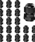 20 Pack PG16 Waterproof Nylon Cable Glands with Gaskets Adjustable 10 14mm Black IP68 Outdoor Grade Cable Gland Connectors assortment view