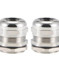 PG21 Cable Gland 13mm To 18mm Waterproof Metal Joint With Adjustable Locknut And Washer Brass Nickel Plated Anti Loosening Connection No Fuss Easy Install Two Pack For Secure Cable Sealing In Harsh Environments